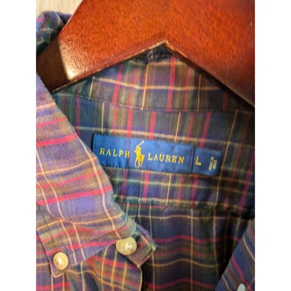 Polo Ralph Lauren Flannel Shirt Men Large Plaid Multicolor Plaid Classic Fit - Picture 3 of 6